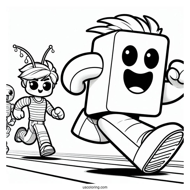 Robox Characters Running From Monster