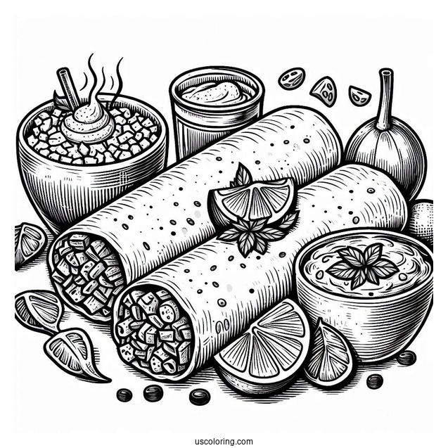 Mexican Burritos Coloring Page