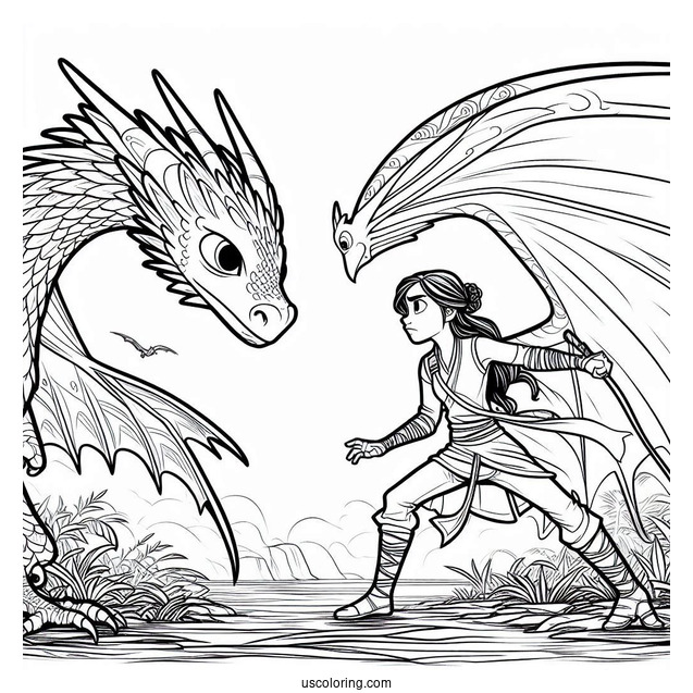 Raya And The Last Dragon Coloring Page Getting Ready To Fight With Sisu