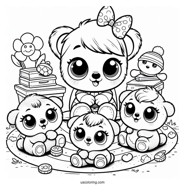 Poppy Playtime Coloring Page Of Display With Huggy Wuggies