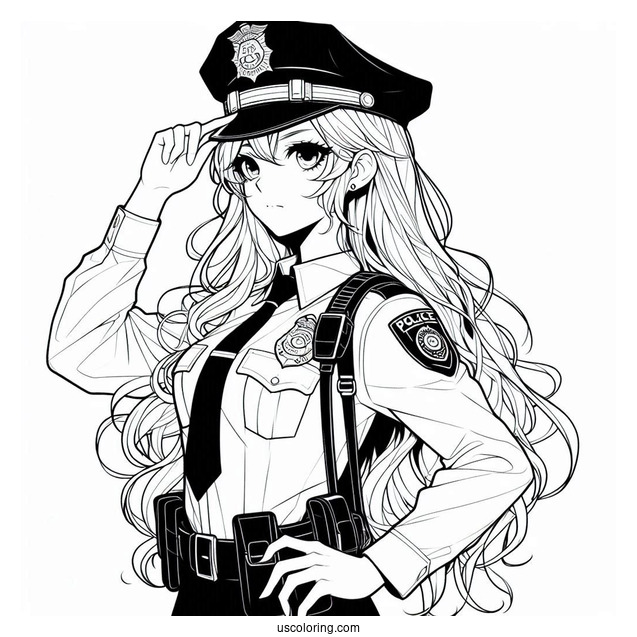 Black Police Officer Coloring Page