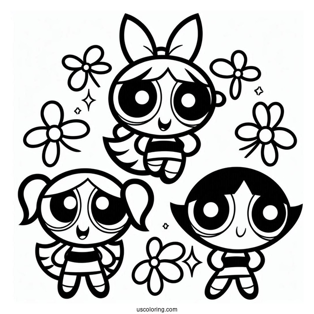 Powerpuff Girls Coloring Page With Logo