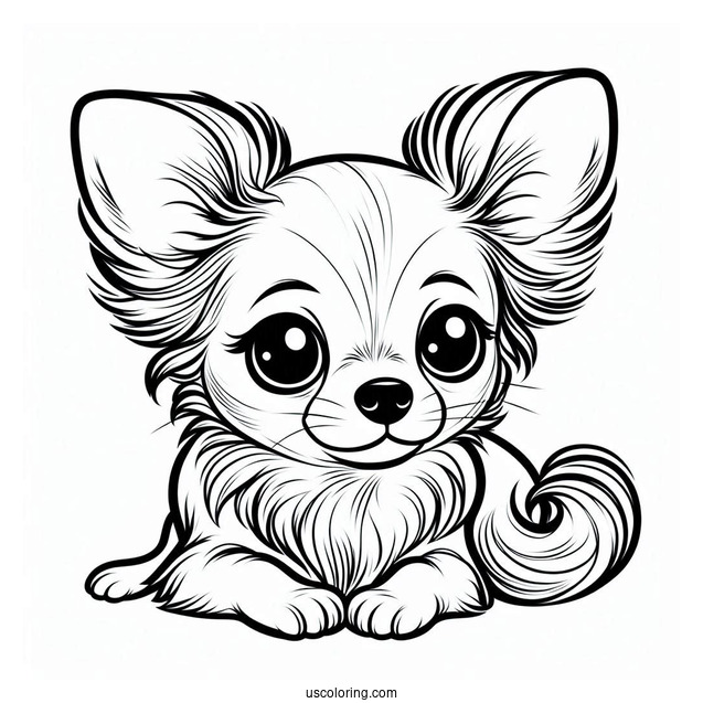 Simple Chihuahua Coloring Page With Big Eyes