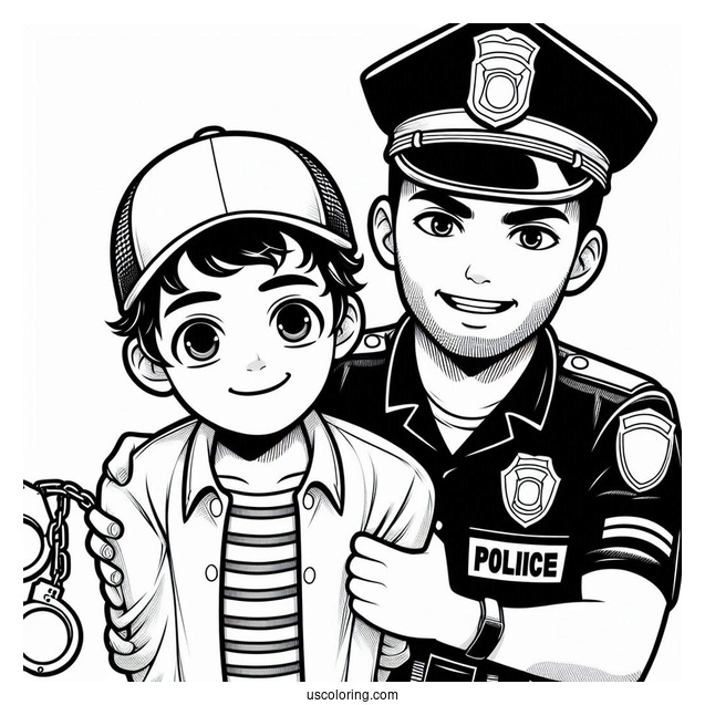 Criminal Being Arrested By Police Man To Color