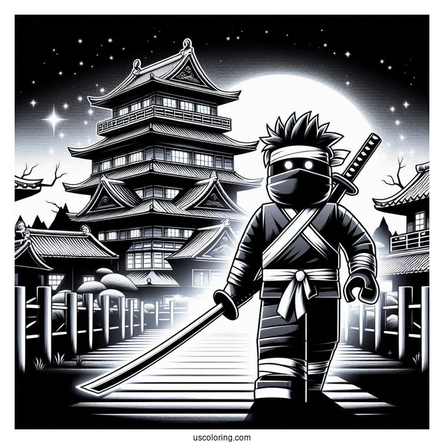 Roblox Neon Ninja In Front Of Japanese Castle