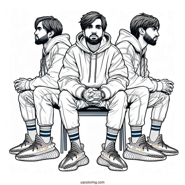 Man Wearing Yeezy Mono Safflower With Adidas Socks