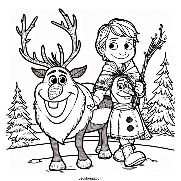 Coloring Page Of Sven And Olaf