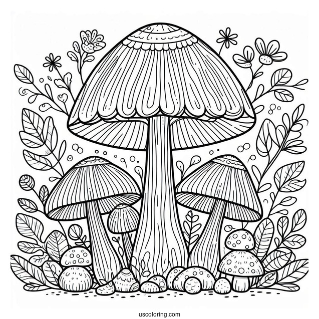 Bell Shaped Mushroom Coloring Page For Kids