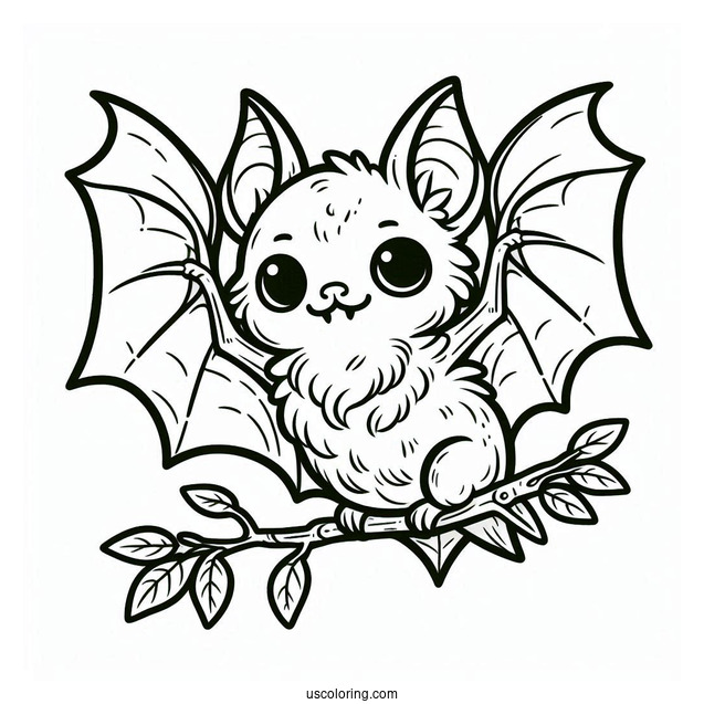 Little Brown Bat Coloring Page In The Air