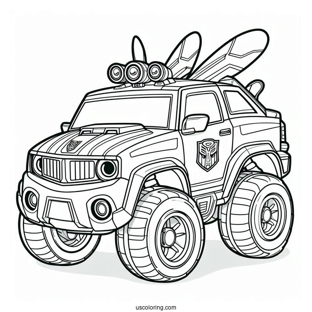 Bumblebee In Car Form Rescue Bots Coloring Page