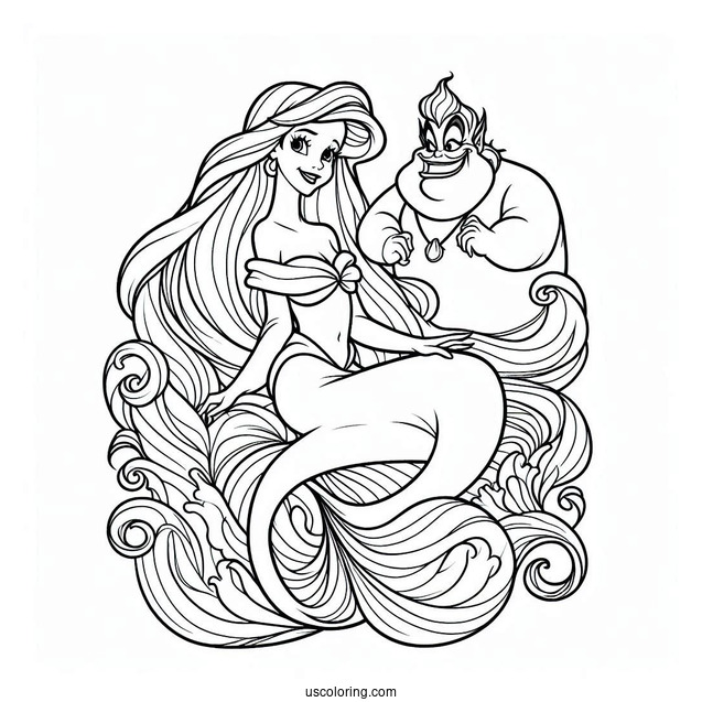 Coloring Sheet Of Ariel And Ursula