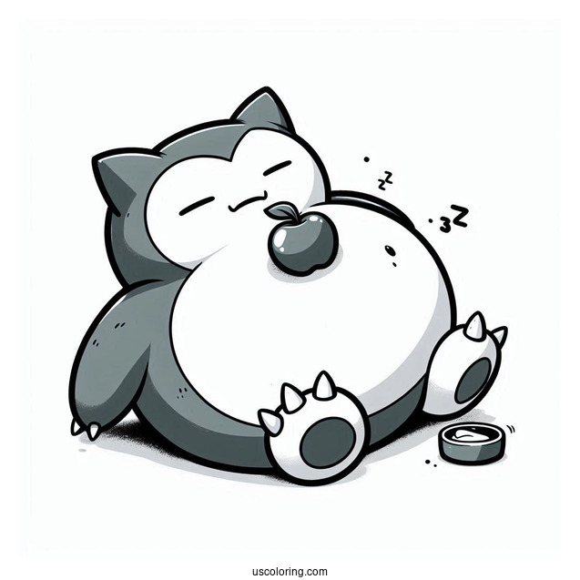 Snorlax Coloring Page Sleeping With Apples On Stomach