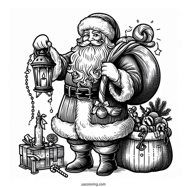 Old Fashioned Santa Coloring Page
