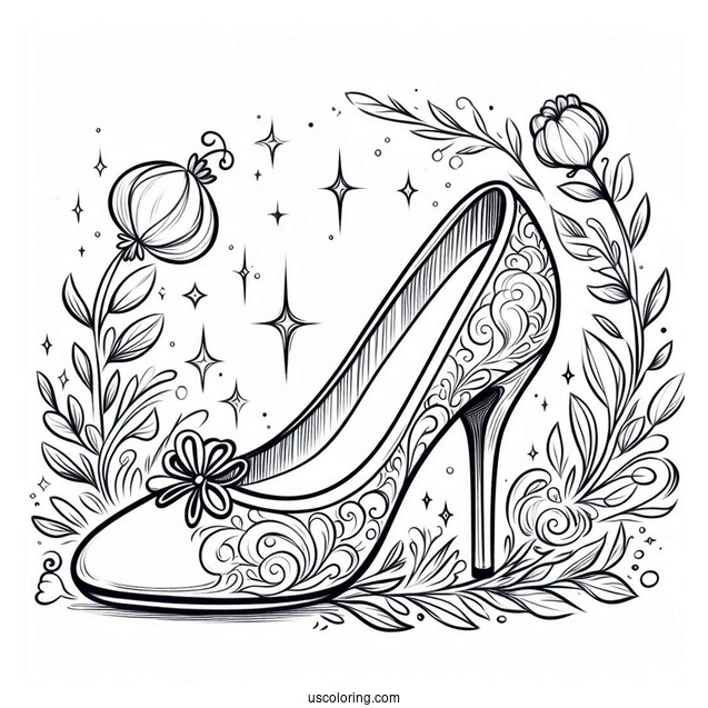 Cinderella Glass Slipper Coloring Page