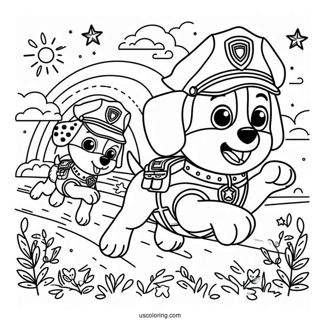 Simple Coloring Page Of Police Dog Chase
