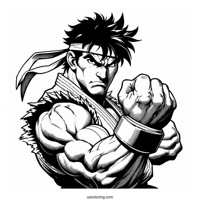 Street Fighter Coloring Page Of Easy Street Fighter Ryu Kids