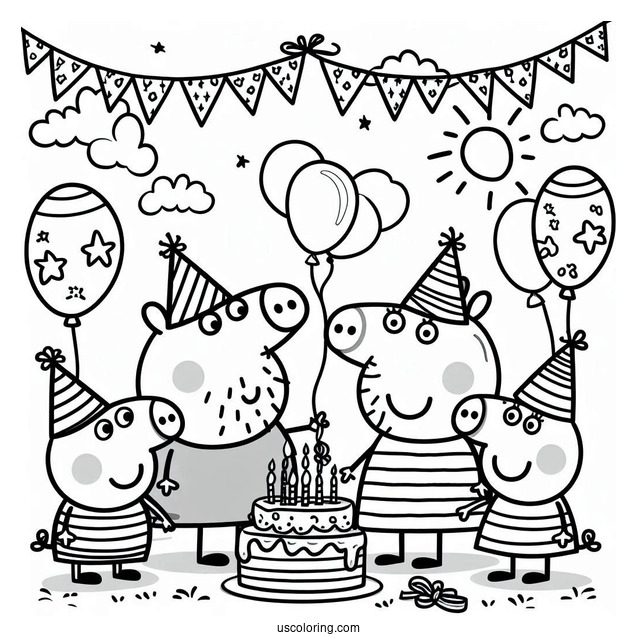 Peppa Pig With Friends At Birthday Party