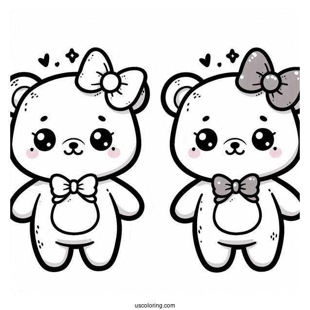 Kawaii Bear Coloring Page For Preschoolers