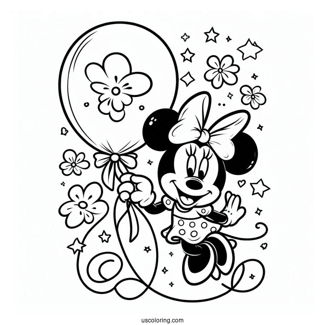 Minnie Mouse Balloon Coloring Sheet