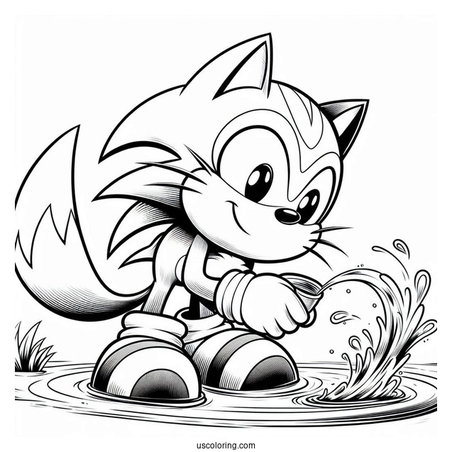 Big the Cat Looking Over Water Coloring In