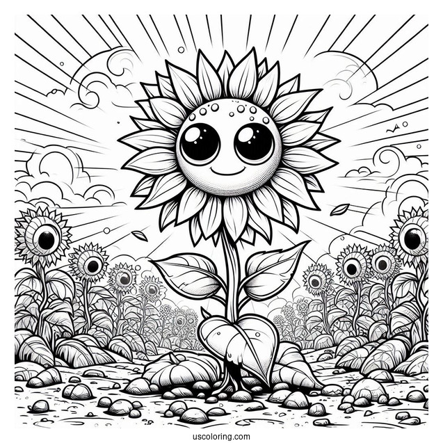 Coloring Page Of Plants Vs Zombies Sunflower