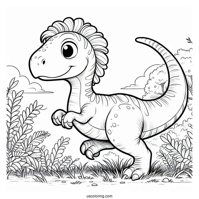 Anchisaurus Dinosaur Coloring Page Of Walking On Grass