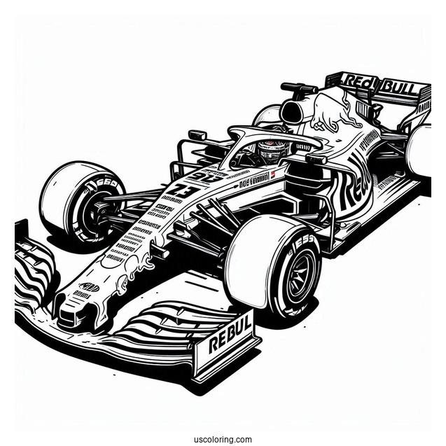 F1 Coloring Page Of Red Bull Max Verstappen Race Car