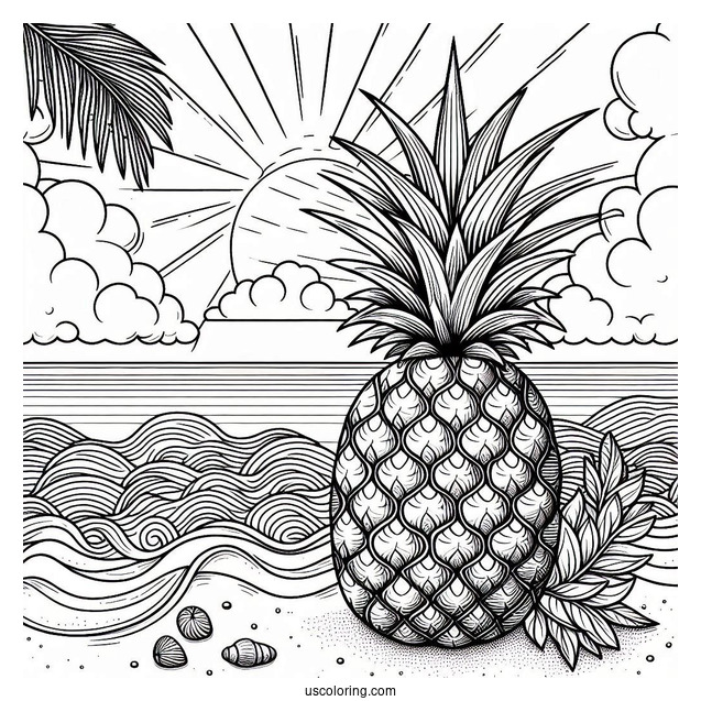 Pineapple With Ocean And Sand