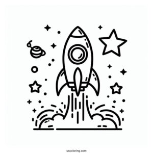 Easy Outline Of a Rocket To Color For Preschoolers