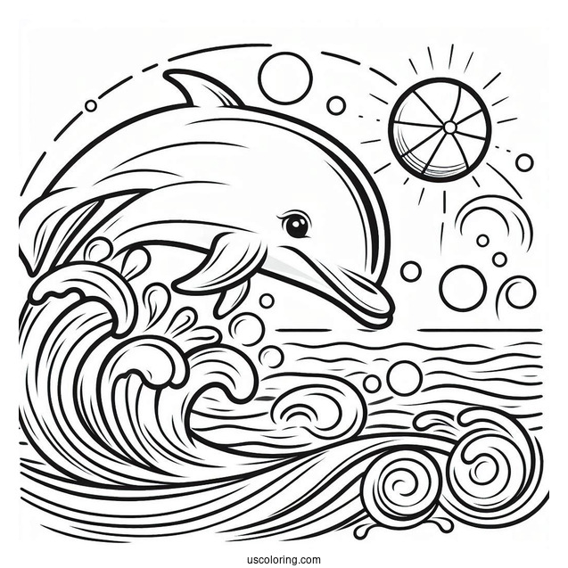 Dolphin Playing With Ball Coloring Sheet
