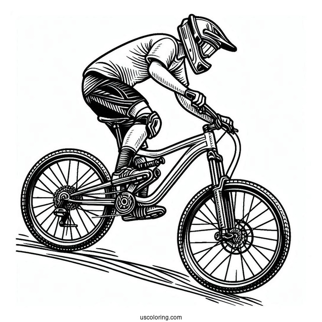 Young Talent Downhill Tues Mountain Bicycle Coloring Page