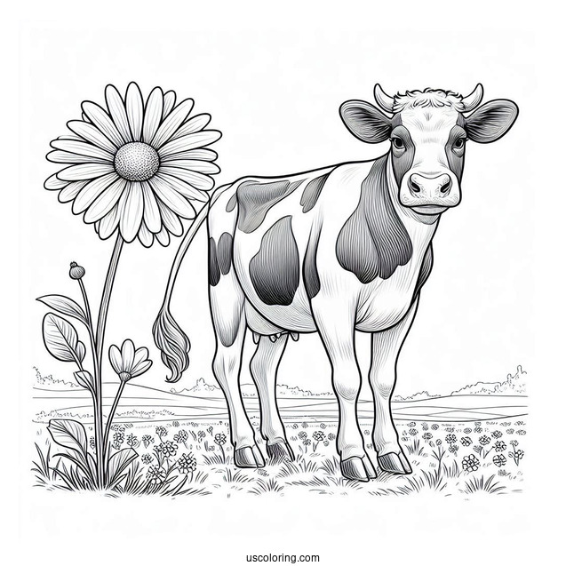 Daisy Cow Standing In Paddock Coloring Sheet
