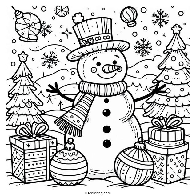Happy Holidays Snowman To Color