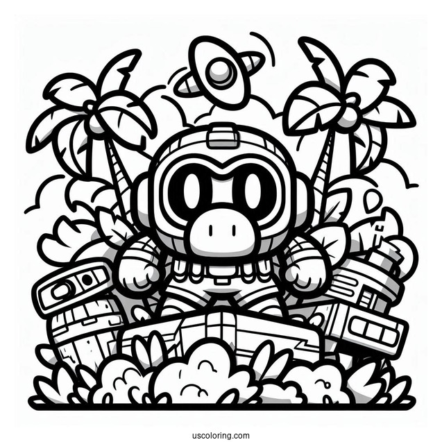 Brawl Stars Coloring Page Of Rumble Jungle