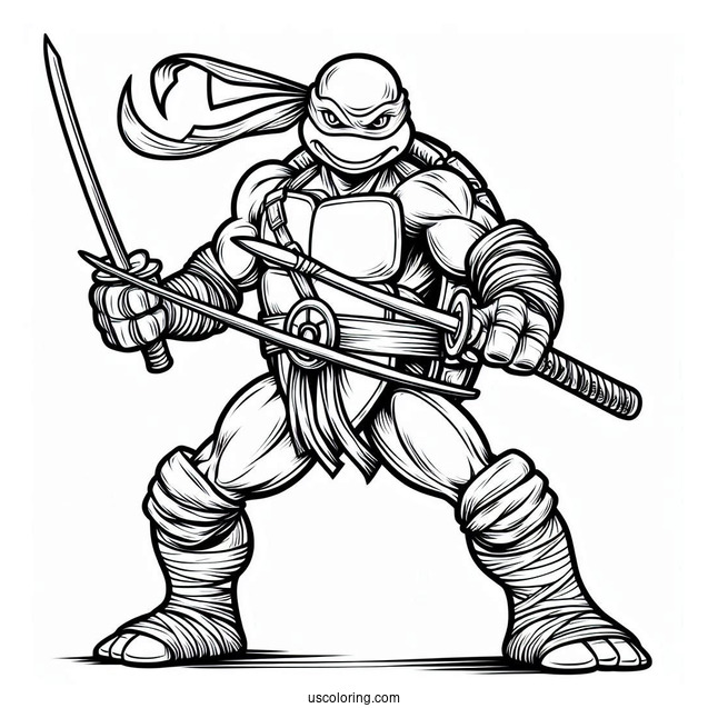 Detailed Ninja Turtles Coloring Page