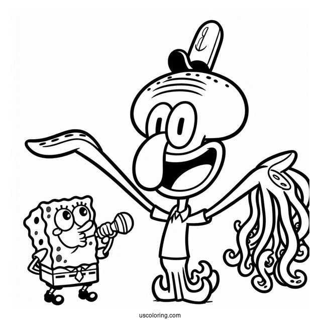Squidward Coloring Page With Tentacles