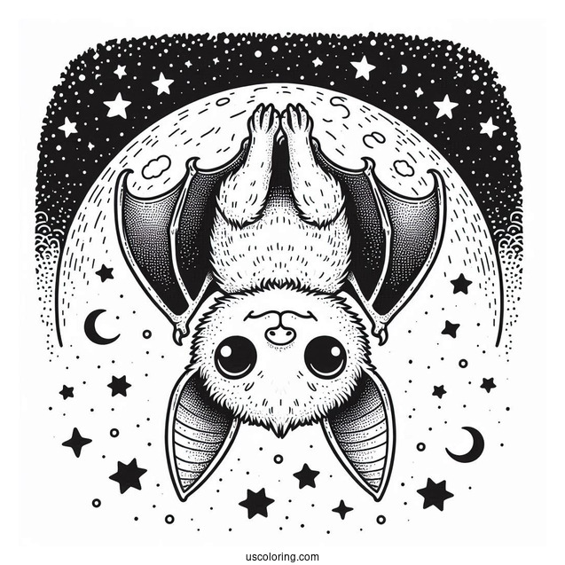 Upside Down Bat Coloring Page