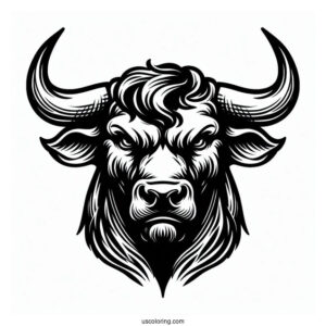 Head Of Angry Bull Coloring In