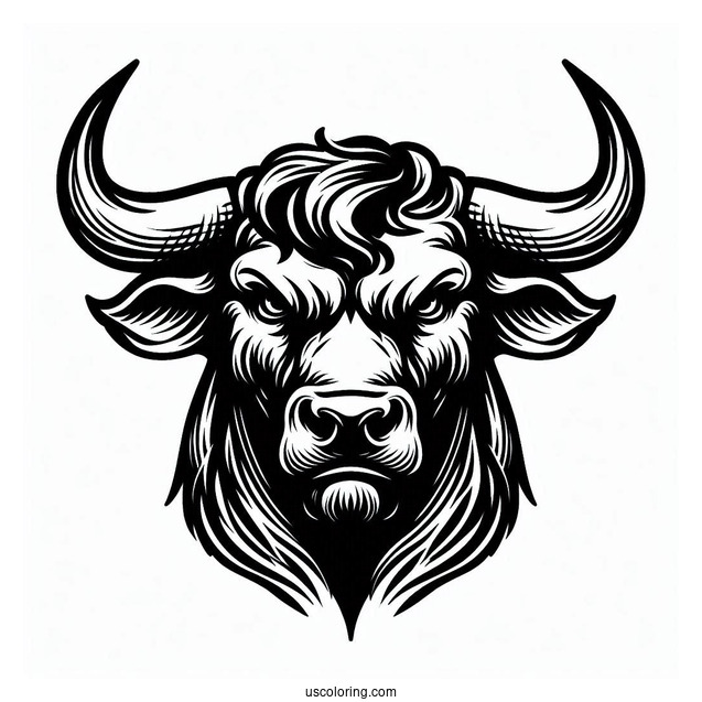 Head Of Angry Bull Coloring In