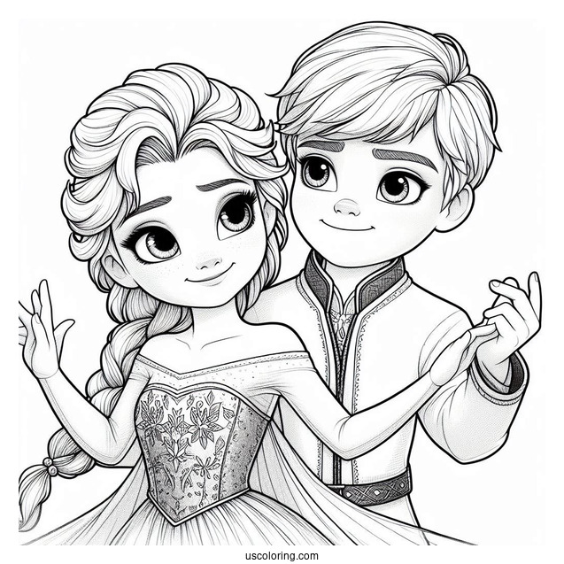 Jack Fost And Elsa From Frozen Coloring In