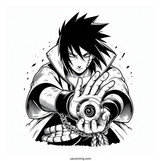 Sasuke Coloring Page Using Sharingan In Shippuden