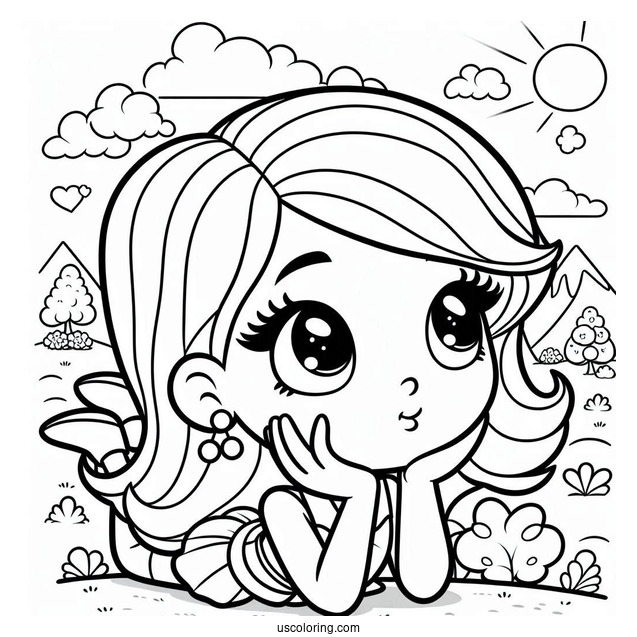 Polly Pocket Coloring Page Thinking Pose