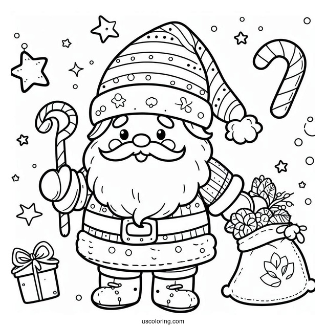 Adorable Simple Santa Claus Coloring Page For Preschoolers