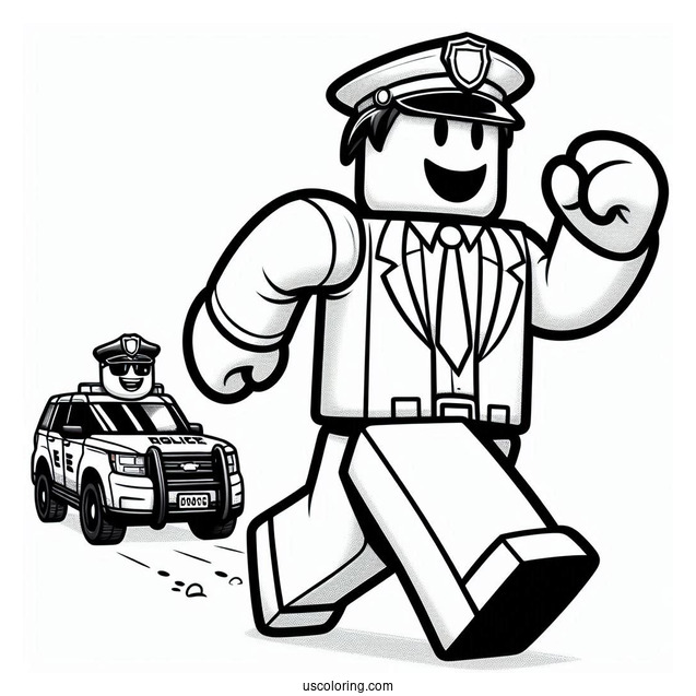 Roblox Man Running From Police Coloring Page