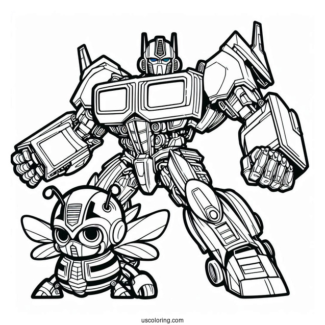 Optimus Prime vs Bumblebee Coloring Page