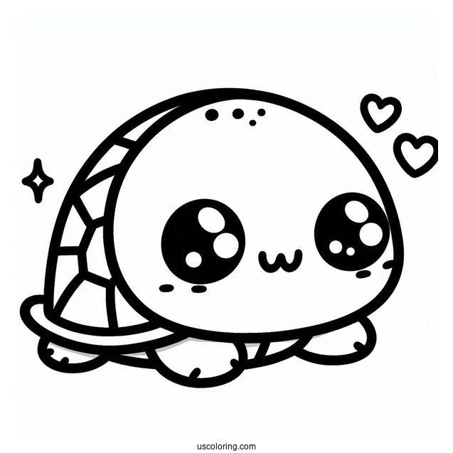 Kawaii Turtle Coloring Page