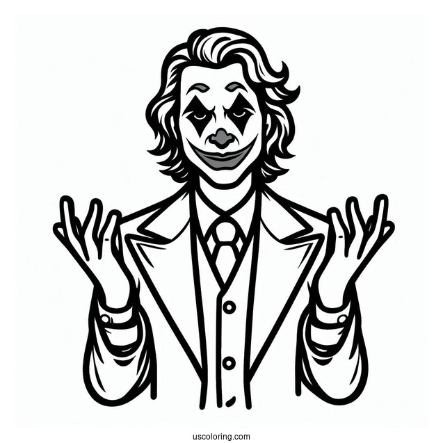 Simple Outline Of Joker Coloring In For Kids