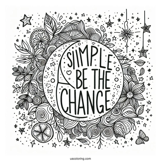 Be The Change Words Surrounded By Peace Coloring Page