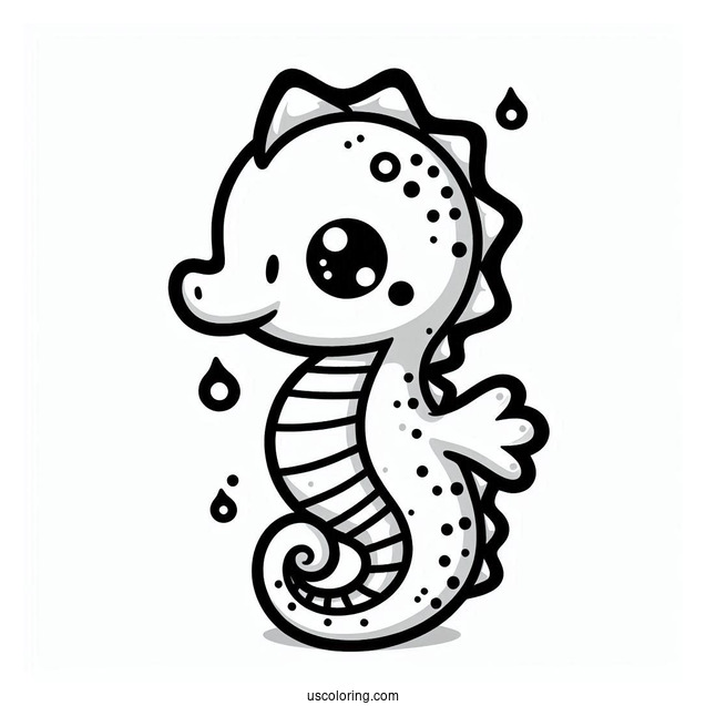 Kawaii Seahorse Coloring Page