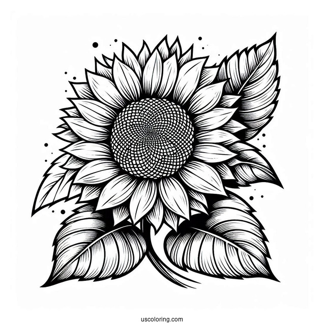 Big Bold Sunflower Coloring For Adults
